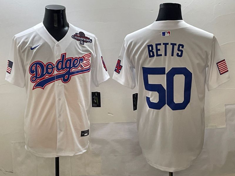 Men Los Angeles Dodgers #50 Betts White Second generation Joint Name Nike 2025 MLB Jersey style 5->los angeles dodgers->MLB Jersey